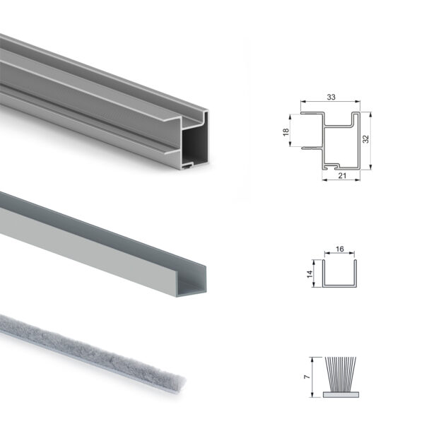 Emuca Kit de quincaillerie pour Placard 81 2 portes coulissantes à fermeture souple, profil profond, épaisseur 18mm, panneaux non inclus, Anodisé mat – Image 6