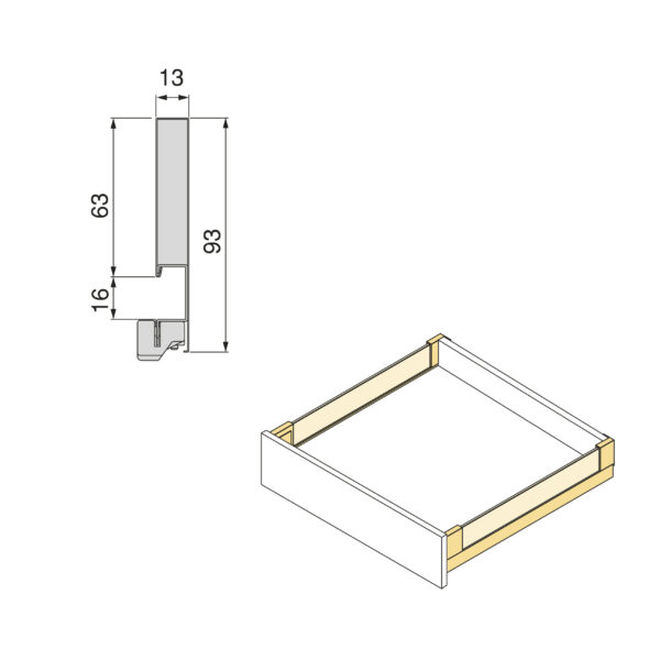 Emuca tiroir Extérieur Vertex 40kg côtés en verre 93mm de haut, 450mm de profondeur, Acier & Aluminium et Verre, Gris Anthracite – Image 12