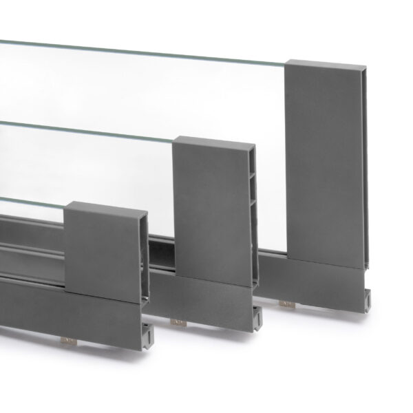 Emuca Tiroir Extérieur Vertex 40kg côtés en verre 178mm de haut, 500mm de profondeur, Acier & Aluminium et Verre, Gris Anthracite – Image 9