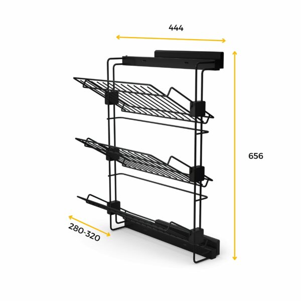Emuca Porte-chaussures latéral coulissant pour placards et dressing Hack, Droite, Peint en noir texturé, Acier. – Image 7