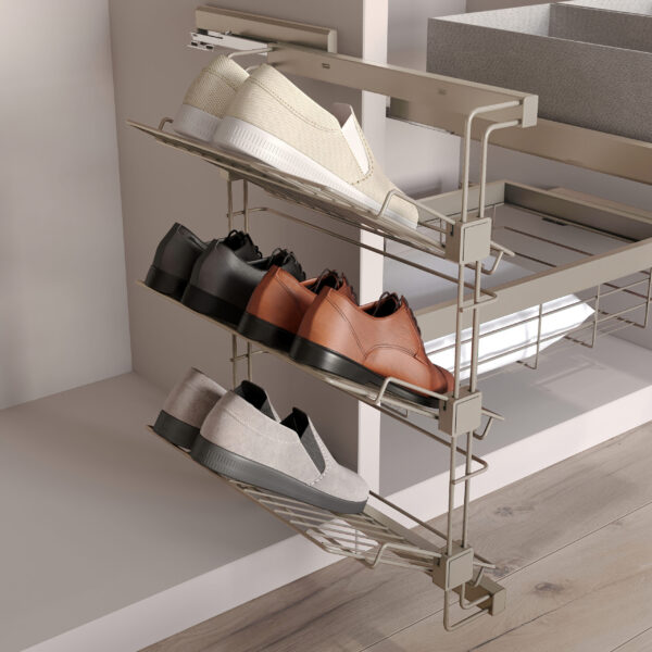 Emuca Porte-chaussures latéral coulissant pour placards et dressing Hack, Droite, Peint gris pierre, Acier. – Image 2