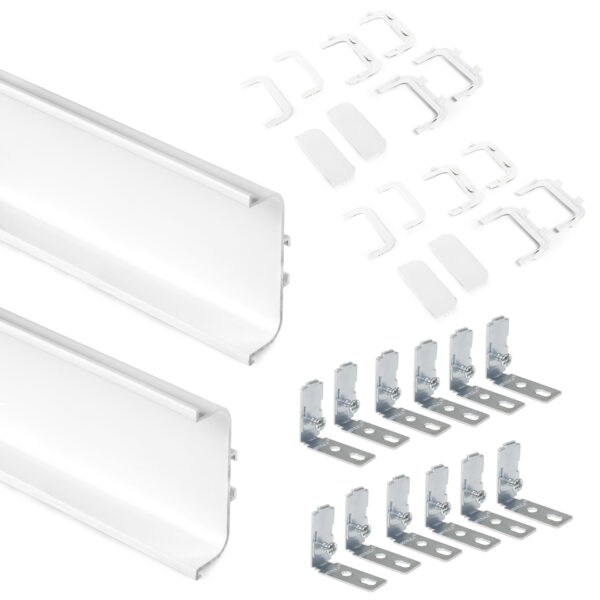 Emuca Kit de 2 profils centraux Gola pour meubles de cuisine, longueur 2,35m, avec accessoires, Aluminium, Peint en blanc