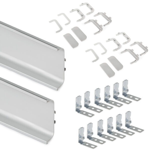 Emuca Kit de 2 profils centraux Gola pour meubles de cuisine, longueur 2,35m, avec accessoires, Aluminium, Anodisé mat