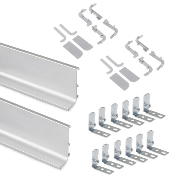 Emuca Kit de 2 profils supérieurs Gola pour meubles de cuisine, longueur 2,35m, avec accessoires, Aluminium, Anodisé mat