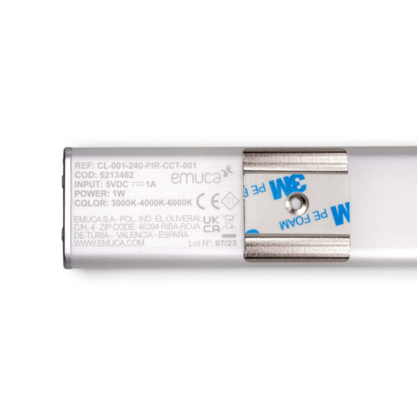 Emuca Luminaire LED Kaus rechargeable par usb avec détecteur de mouvement, L 400 mm, Anodisé mat, Plastique et Aluminium – Image 11