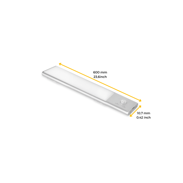 Emuca Luminaire LED Kaus rechargeable par usb avec détecteur de mouvement, L 600 mm, Anodisé mat, Plastique et Aluminium – Image 17