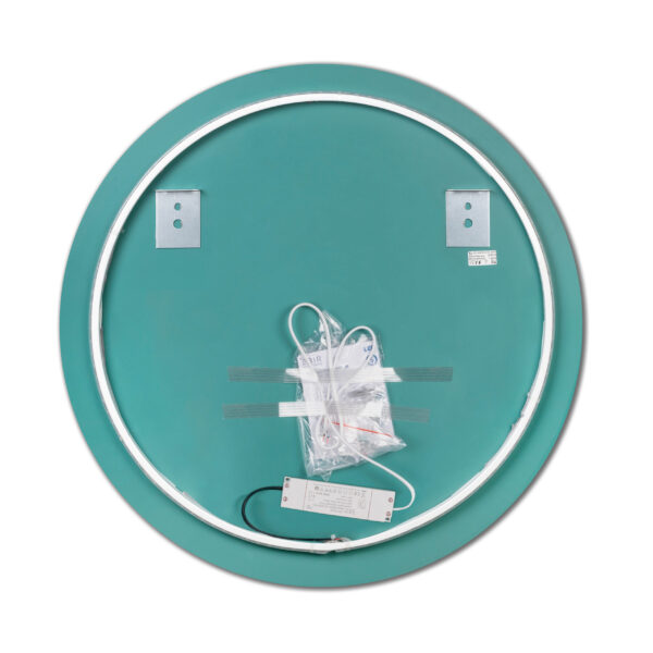 Emuca Miroir Zeus avec éclairage décoratif à LED et cadre noir, diamètre 80 cm, AC 230V 50Hz, 12 W, Aluminium et Verre – Image 6