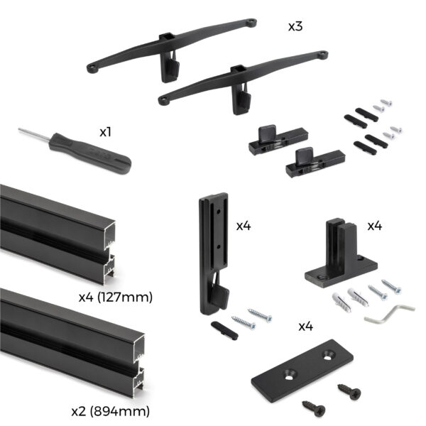 Emuca Kit de cadre modulaireKit de Zero avec matériel de fixation murale, Aluminium et Zamak, Peint en noir texturé – Image 6