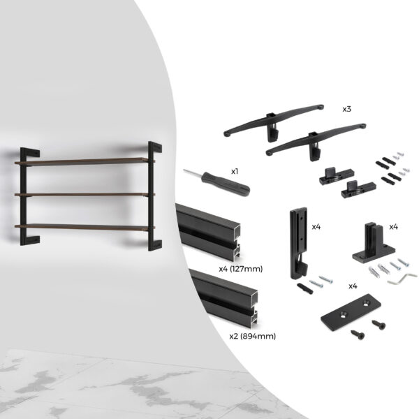 Emuca Kit de cadre modulaireKit de Zero avec matériel de fixation murale, Aluminium et Zamak, Peint en noir texturé