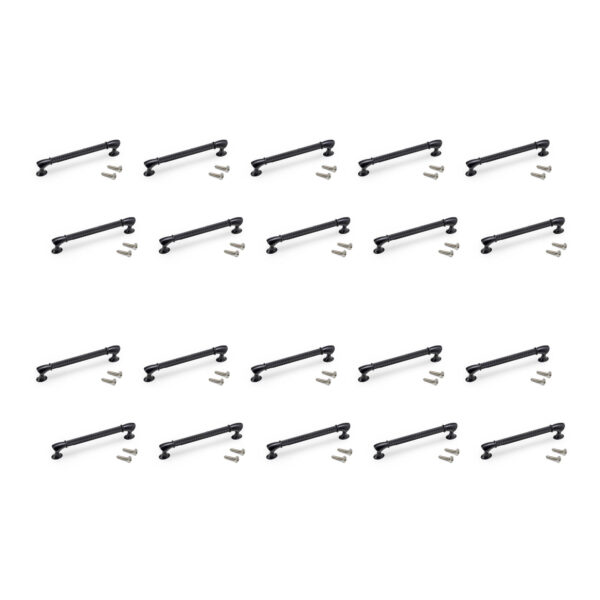 Emuca Lot de 20 poignées pour meubles Suez, L184mm, entraxe 160mm, Aluminium, Peint en noir