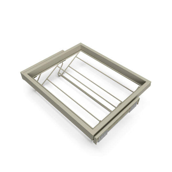 Emuca Kit de rangement de chaussures en métal et cadre coulissant à fermeture douce pour armoire, réglable, module 600mm, Gris pierre