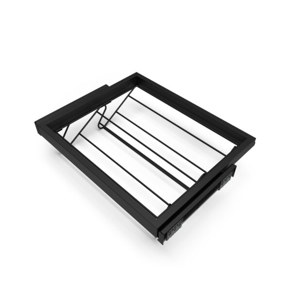 Emuca Kit de rangement de chaussures en métal et cadre coulissant à fermeture souple pour armoire, réglable, module 600mm, Noir texturé