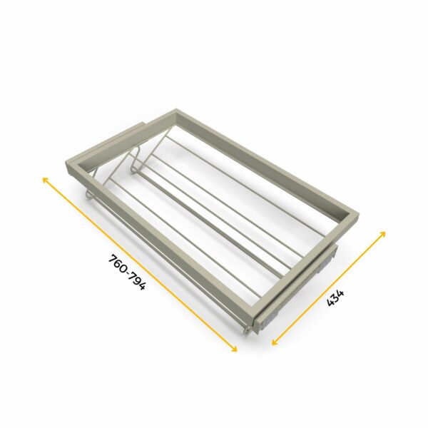 Emuca Kit de rangement de chaussures en métal et cadre avec coulisses à fermeture souple pour armoire, réglable, module 800mm, Gris pierre – Image 9