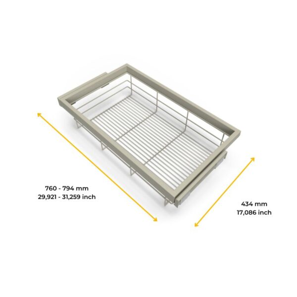 Emuca Kit de panier et cadre coulissant avec fermeture souple pour armoire, réglable, module 800mm, Gris pierre – Image 8