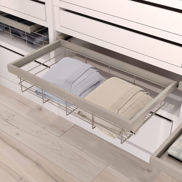 Emuca Kit de panier et cadre coulissant avec fermeture souple pour armoire, réglable, module 800mm, Gris pierre – Image 2