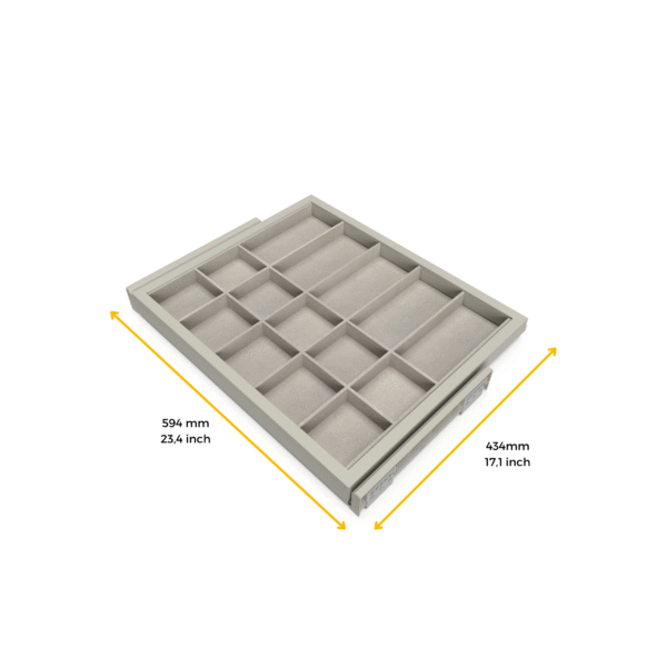 Emuca Kit de rangement avec cadre de coulissage soft-close pour armoire, réglable, module 600mm, Gris pierre – Image 9