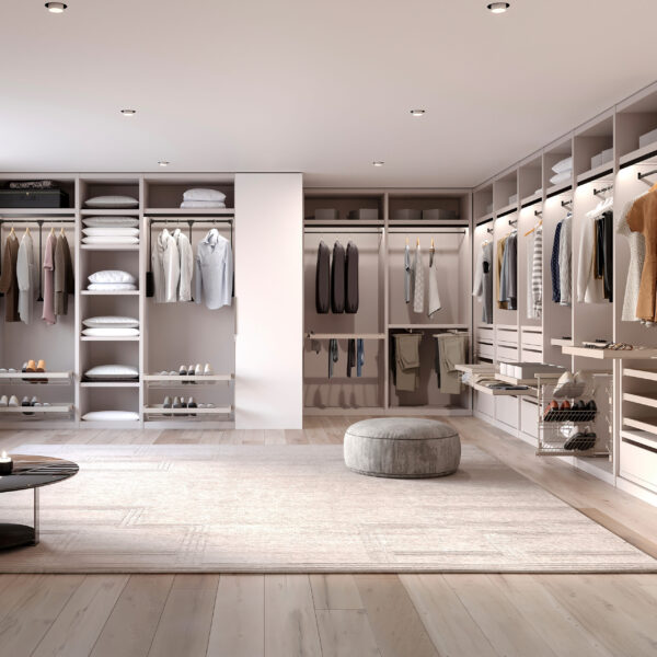 Emuca Kit de rangement avec cadre de coulissage soft-close pour armoire, réglable, module 600mm, Gris pierre – Image 3