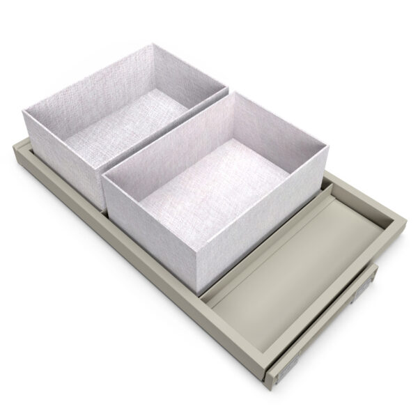 Emuca Kit de plateau, 2 paniers d'organisation et cadre de roulement soft close pour armoires, réglable, module 800mm, Gris pierre