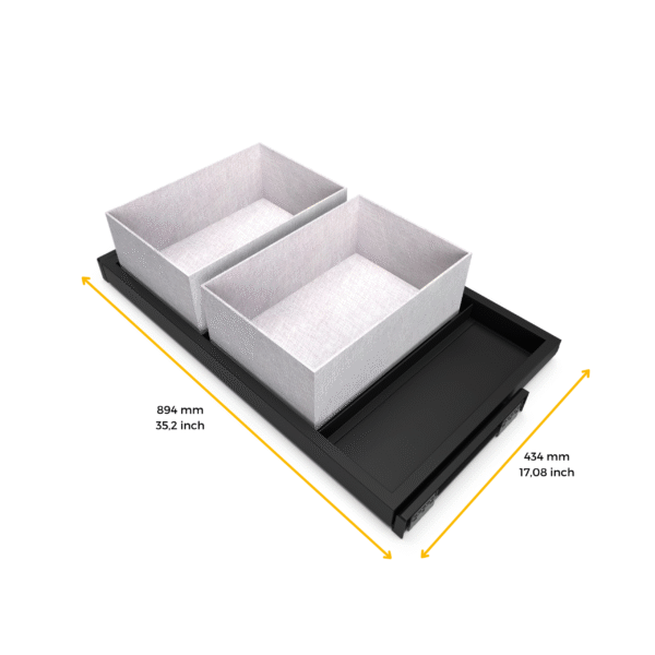 Emuca Kit de plateau, 3 paniers d'organisation et cadre de roulement soft close pour armoires, réglable, module 900mm, Gris pierre – Image 10