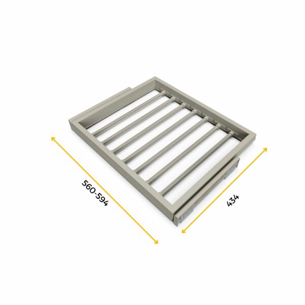 Emuca Kit de 7 tringles à pantalon et cadre coulissant Hack pour armoires, fermeture souple, réglable, module 600mm, Gris pierre – Image 10