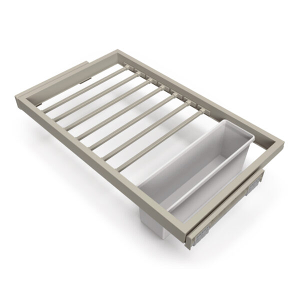 Emuca Kit de 7 porte-pantalons, 1 plateau et 1 cadre coulissant à fermeture douce pour armoires, réglable, module 800mm, Gris pierre