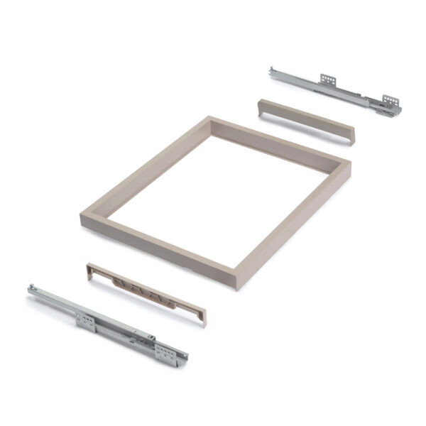 Emuca Kit de 7 tringles à pantalons, 2 plateaux et cadre coulissant à fermeture douce pour armoires, réglable, module 900mm, Gris pierre – Image 8