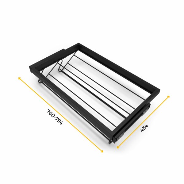 Emuca Kit de rangement de chaussures en métal avec cadre avec coulisses à fermeture souple pour armoire, réglable, module 800mm, Noir texturé – Image 9