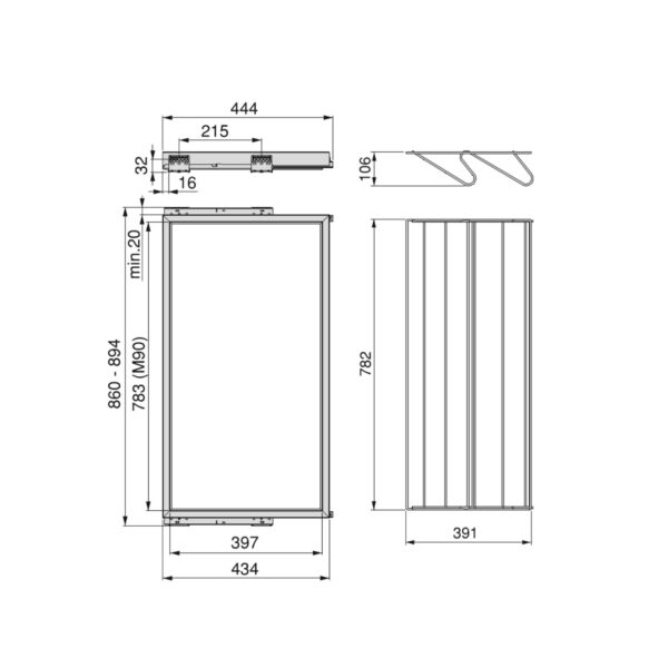 Emuca Kit de rangement de chaussures en métal avec cadre avec coulisses à fermeture souple pour armoire, réglable, module 900mm, Noir texturé – Image 8