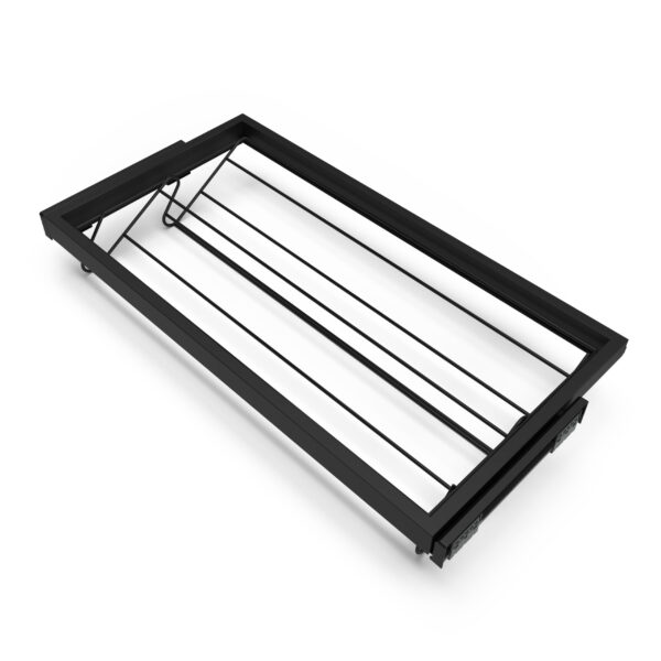 Emuca Kit de rangement de chaussures en métal avec cadre avec coulisses à fermeture souple pour armoire, réglable, module 900mm, Noir texturé