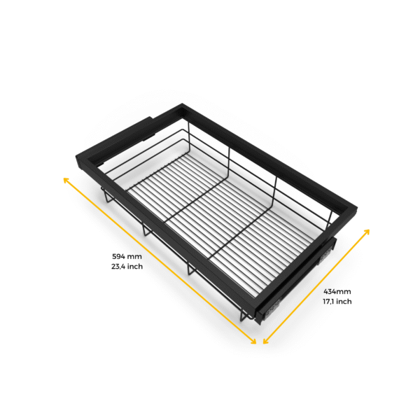 Emuca Kit de panier et cadre coulissant à fermeture souple pour armoire, réglable, module 600mm, Noir texturé – Image 8