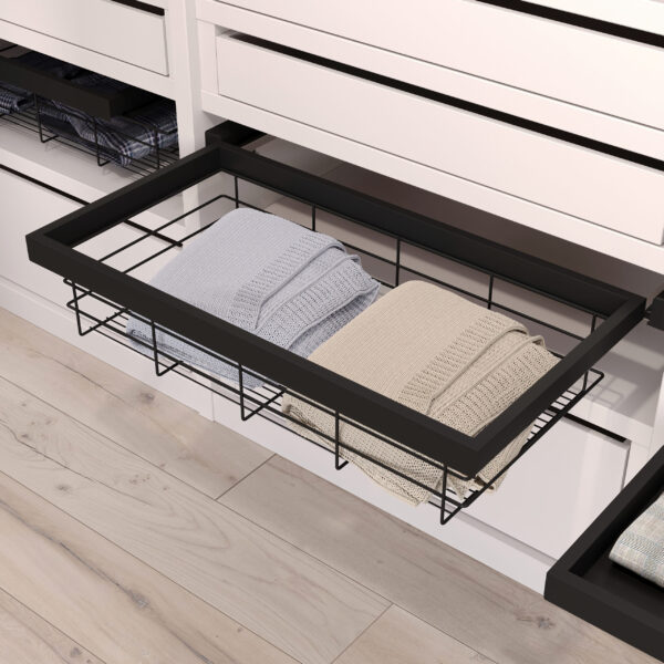 Emuca Kit de panier et cadre coulissant à fermeture souple pour armoire, réglable, module 900mm, Noir texturé – Image 2