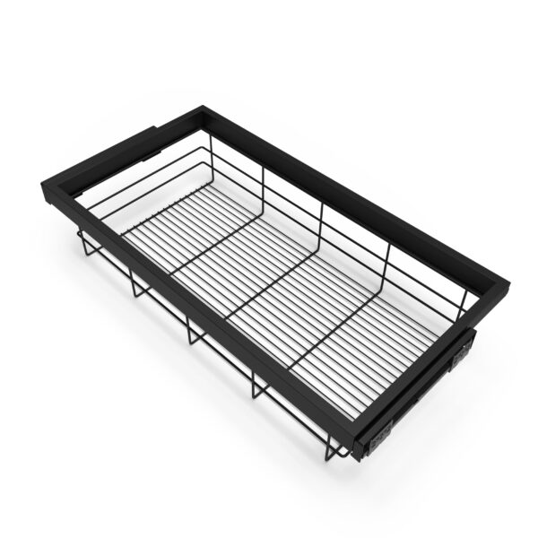Emuca Kit de panier et cadre coulissant à fermeture souple pour armoire, réglable, module 900mm, Noir texturé