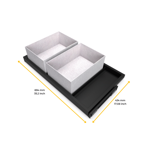 Emuca Kit de plateau, 3 paniers d'organisation et cadre de roulement soft close pour armoires, réglable, module 900mm, Noir texturé – Image 14