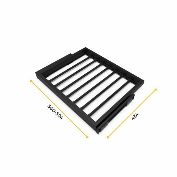 Emuca Kit de 7 tringles à pantalon et cadre coulissant à fermeture douce pour armoires, réglable, module 600mm, Noir texturé – Image 10