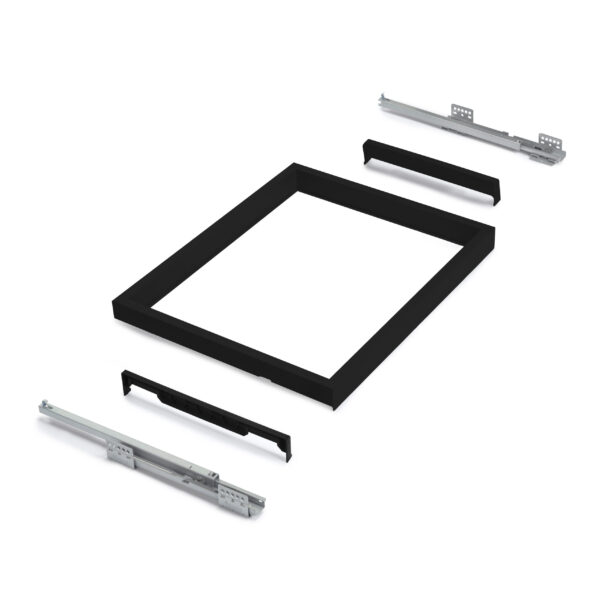 Emuca Kit de 7 tringles à pantalon, 1 plateau et cadre coulissant à fermeture douce pour armoires, réglable, module 800mm, Noir texturé – Image 8
