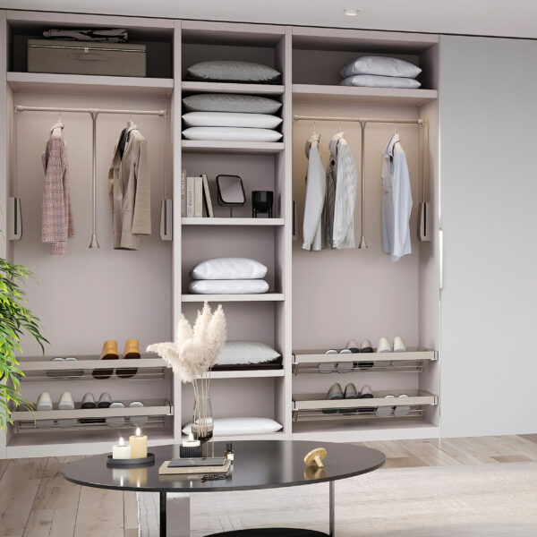 Emuca Penderie rabattable pour armoire Hang, 830 - 1150, Peint gris pierre, Acier et Plastique. – Image 4