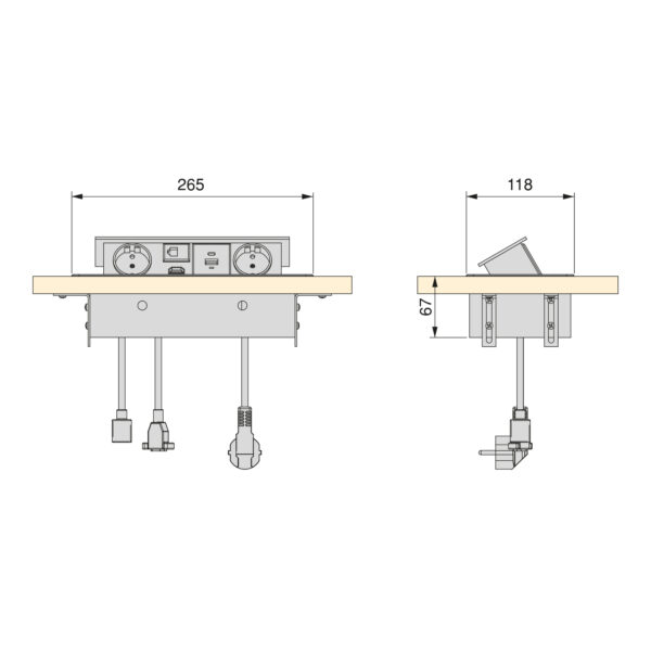 Emuca Multiconnecteur Atom 26 A+C pour bureau, EU, Peint en aluminium, Acier et Plastique et Zamak. – Image 6