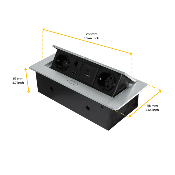 Emuca Multiconnecteur Atom 26 A+C pour bureau, EU, Peint en aluminium, Acier et Plastique et Zamak. – Image 7