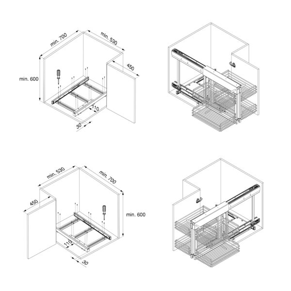 Emuca Système d'angle extractible pour meuble de cuisine Suprastar, acier, chrome – Image 8