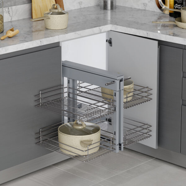 Emuca Système d'angle extractible pour meuble de cuisine Suprastar, acier, chrome – Image 2