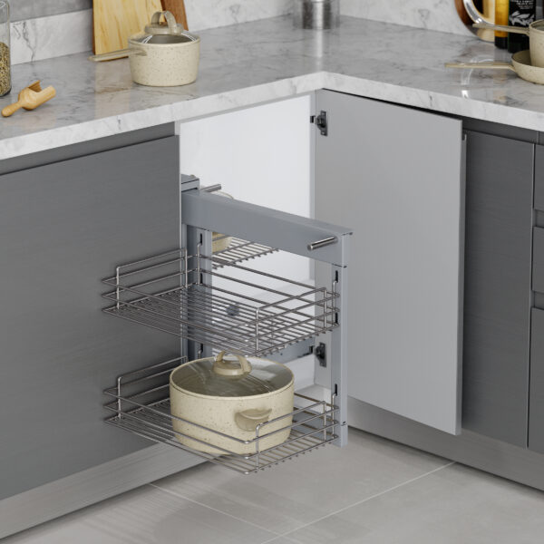 Emuca Système d'angle extractible pour meuble de cuisine Suprastar, acier, chrome – Image 3
