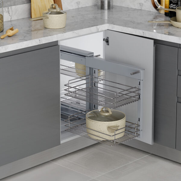 Emuca Système d'angle extractible pour meuble de cuisine Suprastar, acier, chrome – Image 4