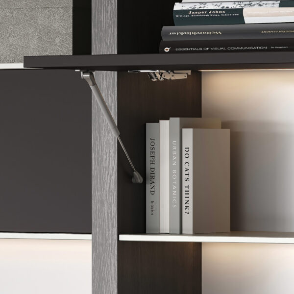 Emuca Piston de porte relevable Thin, diamètre 12mm, avec loquets, 8kg, acier et plastique, nickelé mat – Image 2