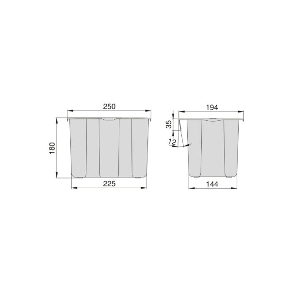 Emuca poubelle de recyclage pour suspendre la porte et collecter les déchets Recyclage, 1 x bac de 5 litres, avec couvercle, Plastique gris anthracite – Image 4