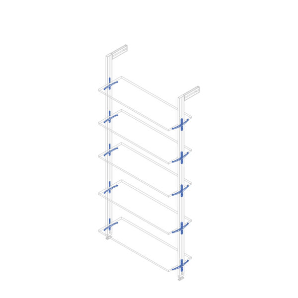 Emuca Lot de consoles pour 5 étagères en bois pour la structure Zero, planches non incluses, Zamak, Peint gris pierre – Image 8