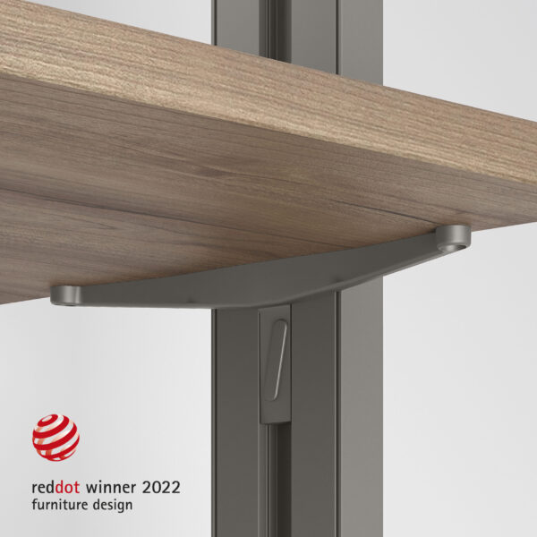 Emuca Lot de consoles pour 5 étagères en bois pour la structure Zero, planches non incluses, Zamak, Peint gris pierre – Image 2
