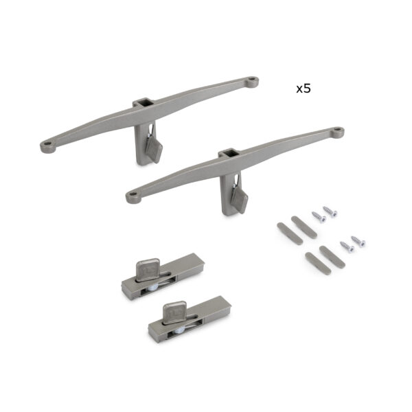 Emuca Lot de consoles pour 5 étagères en bois pour la structure Zero, planches non incluses, Zamak, Peint gris pierre – Image 4