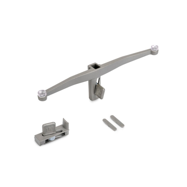 Emuca Lot de consoles pour 5 tablettes en verre pour la structure Zero, verre non inclus, Zamak, Peint gris pierre – Image 4