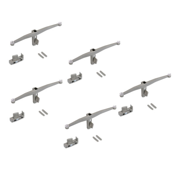 Emuca Lot de consoles pour 5 tablettes en verre pour la structure Zero, verre non inclus, Zamak, Peint gris pierre