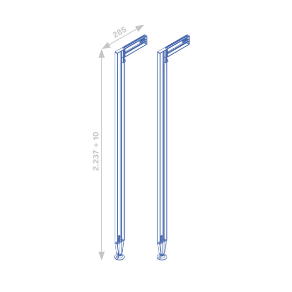 Emuca Lot de 2 cadres Zero avec quincaillerie et profilés pour montage au sol et au mur avec vérin circulaire, Aluminium et Zamak, Gris pierre – Image 7